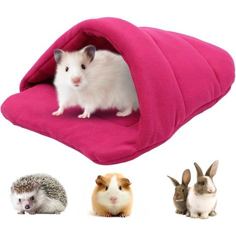Meerschweinchenbett Hamsterbett Schlafsack Höhlennest Kissen weiche warme Hausschuhe Winterbett für Meerschweinchen Haustier Käfigzubehör für wie rosa (1/5)