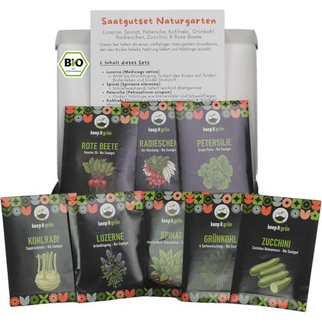 Kit de semences Jardin naturel Graines biologiques Résistantes aux graines Choix parfait des variétés Chou frisé chou-rave luzerne persil radis betteraves épinards (1/5)