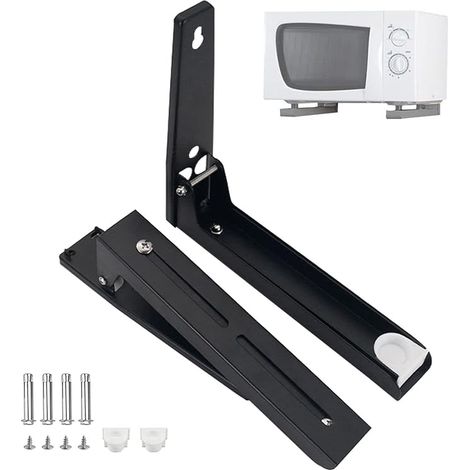 QAZQA Support de fixation murale pliable pour four à micro-ondes - Noir (1/5)