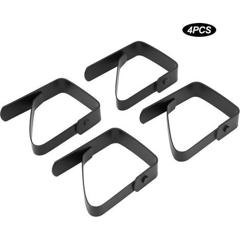 Set mit 4 schwarzen Tischdeckenklammern – Edelstahlklammern – Tischdeckenklammern für Garten- und Innenmöbel, Partys, Picknicks, Grillabende, Gärten, 5 x 4 cm (1/5)