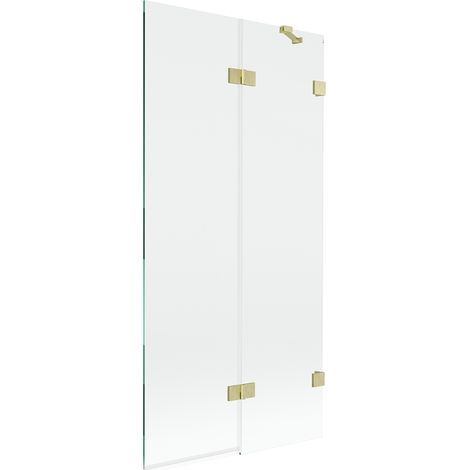 Mexen Lunar Duschabtrennung 2-flügelig rechts 90 x 150 cm, transparent, gebürstetes Gold - 897-090-100-55-00-P (1/5)