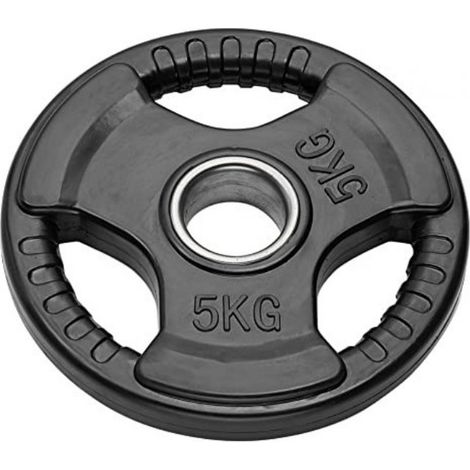 Disco Peso in Ghisa Gommato Dischi Palestra Bilanciere Olimpico Foro 50mm Piastra Tri-Grip da 2.5 a 20 kg (5, 1 Disco) FFitness (1/4)