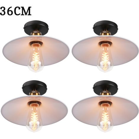 4x Pendant Light with Lamp Shade, Vintage Metal Hanging Ceiling Lamp, Retro Minimalist Chandelier for Kitchen Island Restaurant (White/Ø36cm) (1/5)