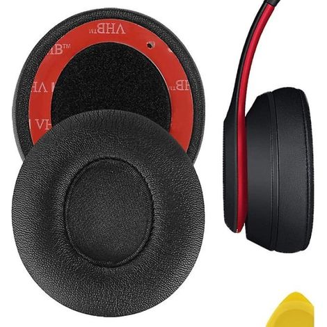 Oreillettes Geekria pour casque Beats Solo 3 Wireless, coussinets de remplacement en simili cuir, confortables, noir, lot de 2