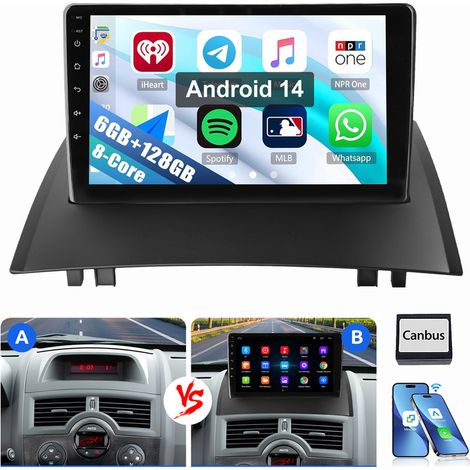 Autoradio GPS 4G Android 14 6+128 Go pour Renault Megane 2 (2002-2009) 6+128G (1/5)