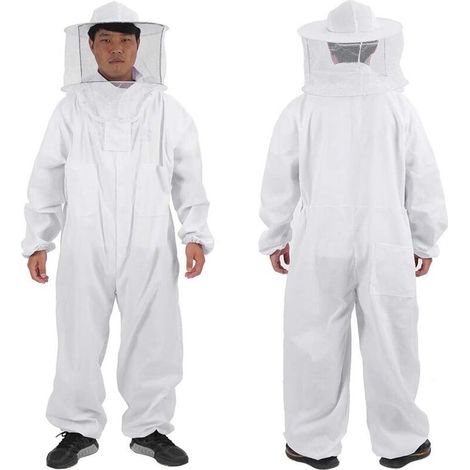 Beekeeper Jumpsuit ,Beekeeper Suit - Full Body Professional Beekeeper Suit, with Veil Round Hat, White, Beekeeping Supplies (Size : XL) (1/5)