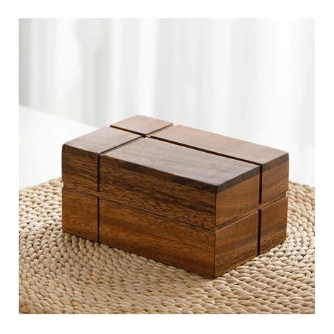 1 article - Boîte de tissu - Boîte de tissu en bois de noyer massif - Boîte de tissu créative pour le salon - Grande boîte de (1/5)