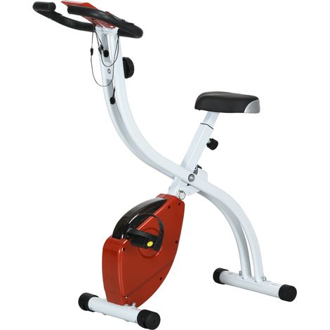 Cyclette Magnetica Pieghevole 8 niveaux résistance, siège réglable, acier, 97x43x110 cm, Rouge