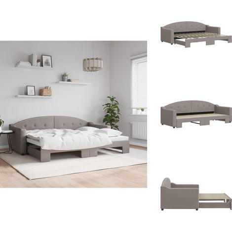 Lit de jour avec gigogne sans matelas taupe 80x200 cm - Canapé Convertible - Lit Deux Places - Lit D'appoint - Mobilier Salon - Meubles Chambre (1/5)
