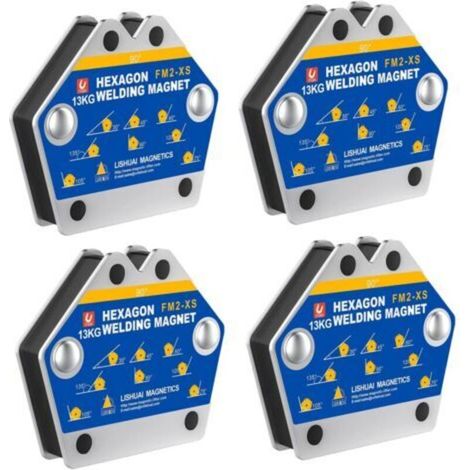 Aimant Soudure, 4 PCS Soudure Aimant Force de Maintien 13kg de Soudure Equerre de Support Positionneur Magnétique 30°,45°,60°,75°,90°,105°