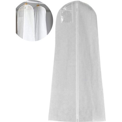 Atmungsaktiver Kleidersack Schutzhülle für Brautkleider Abendkleider Anzüge Mäntel Anti-Staub Hochzeitskleid Kleidersack Weiß 180 cm (1/5)