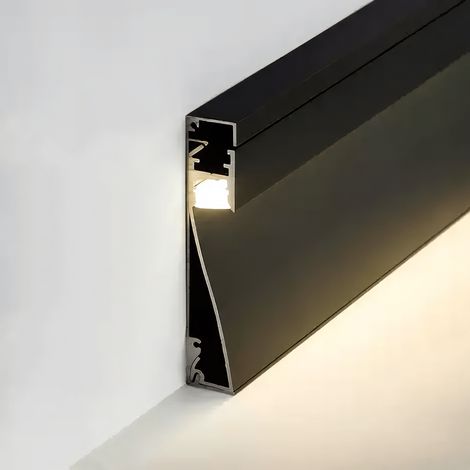 PROFILO BATTISCOPA IN ALLUMINIO 2M COLORE NERO PER STRISCIA LED BARRA-18-2M