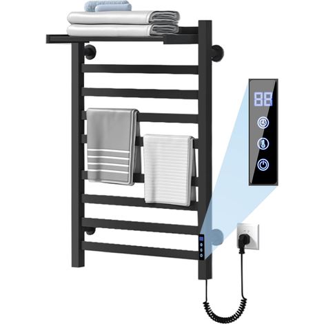 Radiateur sèche-Serviettes électrique Noir - Dimensions : 650 x 450 mm - avec écran Tactile LED - Chauffe-Serviettes programmable et à température réglable (1/5)