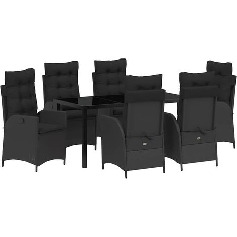 Maison Exclusive - Conjunto de Comedor de Jardín 7 pcs Negro ratá (1/5)