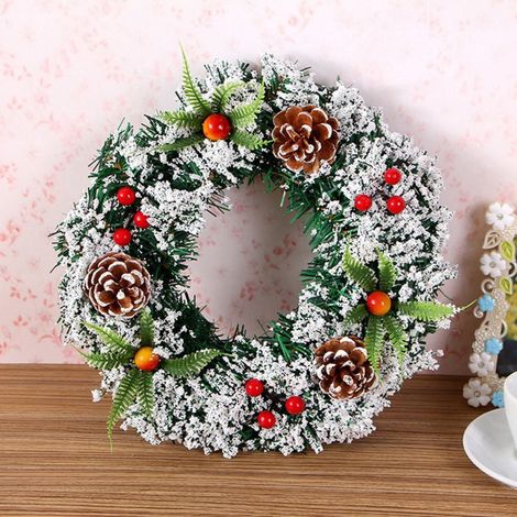 Guirlande De Noël En Rattan - 40 X 40 X 10 Cm - Décoration Porte D'Entrée Intérieur Extérieur - 1 Pièce (1/5)