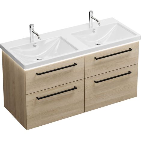 Vasque en céramique Burg Eqio + meuble sous-vasque en chêne, décor cachemire/blanc alpin GR0234