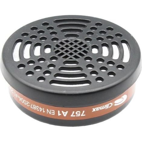 FPLUS climax  filtro 757 a1 para mascarilla 820 757a1 , Clase 1 (hasta 1000 ppm). EN 14387: 2004. EN 143: 2000.Vapores y gases orgánicos con punto de ebullición  65º C. (1/2)