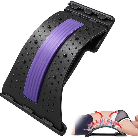 Planche de Soutien Lombaire Réglable à 4 Niveaux,  etireur lombaire Ergonomique avec Massage Magnétique & Points d’Acupression pour Soulagement & Décompression Vertébrale (L)
