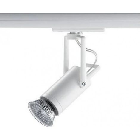 Projecteur blanc orientable 98x98mm pour rail simple allumage MONO lampe GU10 50W max (non incl) IP20 Indigo (1/3)