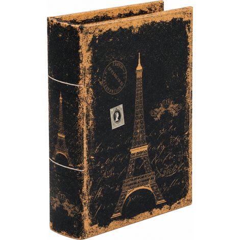 Boîte-livre en bois décorative, motif Tour Eiffel rétro, taille petite (1/5)