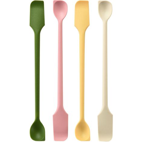 Juego de 4 piezas de espátulas de cocina de silicona，utensilios para hornear，espátulas para pasteles y cuchillos de silicona (1/5)