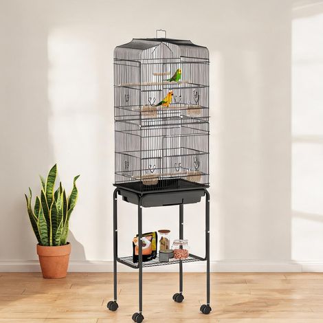 Cage pour oiseaux preto en métal Madeira PS 46,5 x 36 x 157 cm (1/5)