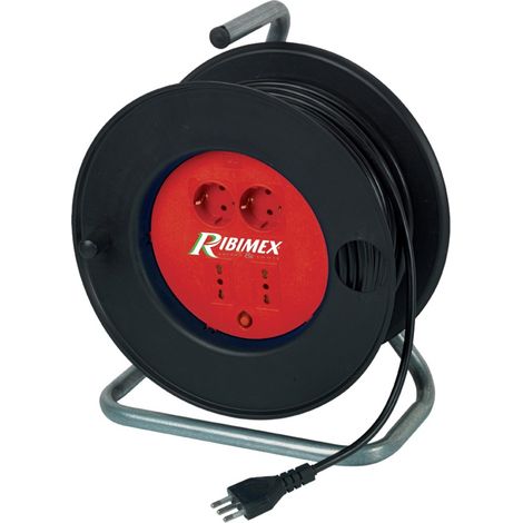 Ribimex PRMAJORIV403X15 Avvolgicavo elettrico 4 prese 40m 3x1,5 base in metallo