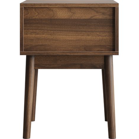 Set aus 2 Nachttischen Mid-Century Modern in Nussbaumoptik 40 x 40 x 55 cm mit Schublade (1/5)