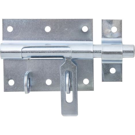 Verrou porte-cadenas zingué avec gâche fixe et poignée plate –Plaque 80 x 64 mm – Longueur totale 116 mm – Marque (1/2)