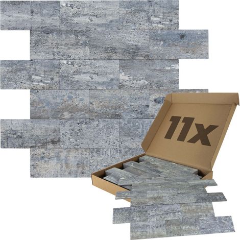 Wandpaneele selbstklebend Marmoroptik Steinoptik 1m², 11 Stück Wandverkleidung feuchtigskeitsbeständig, Premium Qualität für Bad und Küche - Blaugrau
