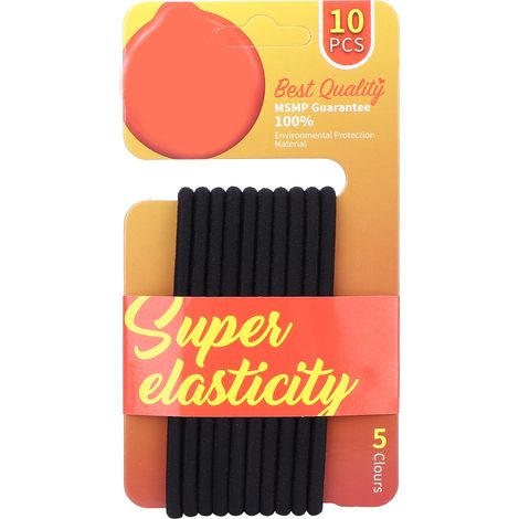 Lot de 4 élastiques à cheveux noirs pour femme, corde élastique tendance, accessoire de coiffure pour queue de cheval (1/5)