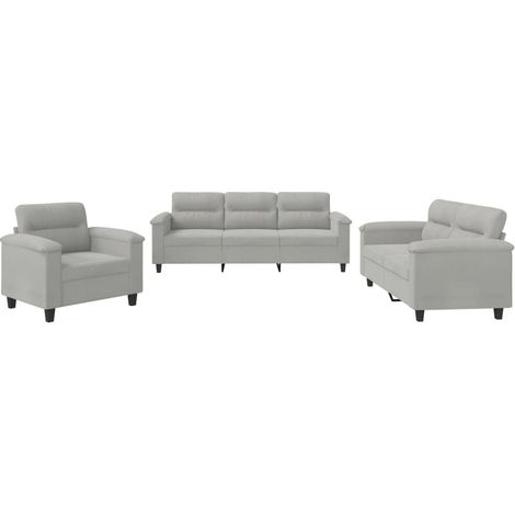 Maison Exclusive - Set Divani 3 pz con Cuscini Grigio Chiaro in Tessuto Microfibra
