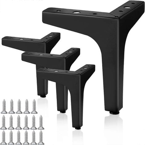 Ensemble de 4 pieds de meuble noirs, pieds de meuble triangulaires en métal de 13 cm, à monter soi-même (noir) (1/5)