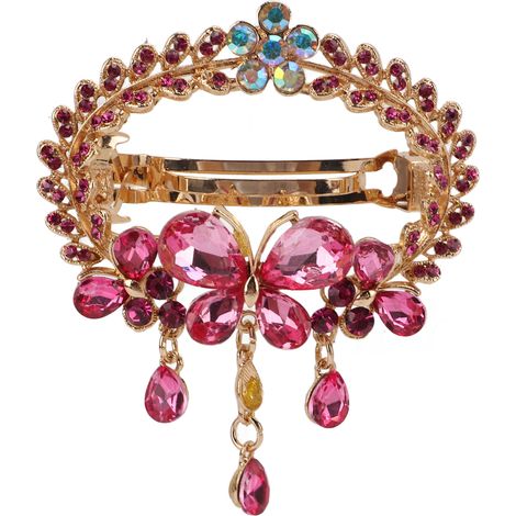 Hair Clips Animal Shape Rose Red Alloy Material Elegant Sparkling Effect Decorative Girls Hair Pin for Parties Concerts (1/5)