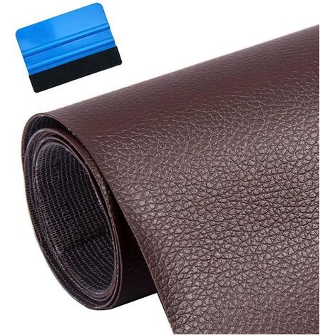 Patch de Réparation en Cuir - - - Marron Foncé - 30x137cm - Auto-Adhésif (1/4)
