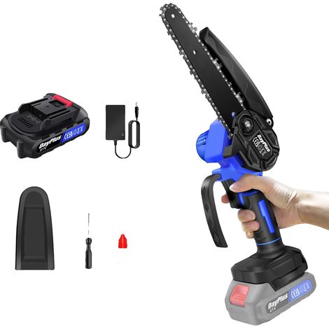 Mini motosierra eléctrica, placa guía de 6 pulgadas, velocidad de 2200 RPM, velocidad de la cadena de 5300 RPM, capacidad de la batería de 1300 mAh, voltaje de 21 V. (1/5)