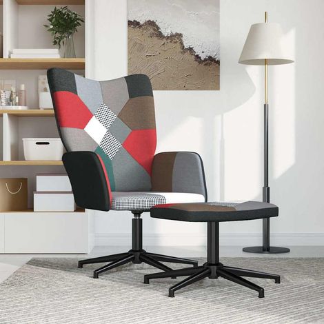 Maison Exclusive - Sedia Relax con Sgabello in Tessuto Patchwork (1/5)