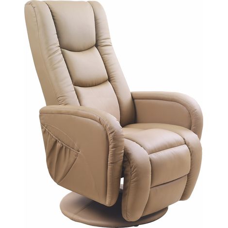 Sillón reclinable Houston 493, Beige, 85x68x85cm, Cuero ecológico