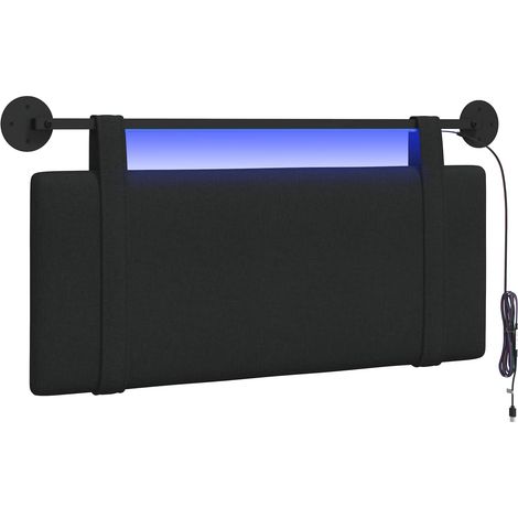 Testiera Testata del letto sospesa Con luce LED Nero Tessuto (1/5)