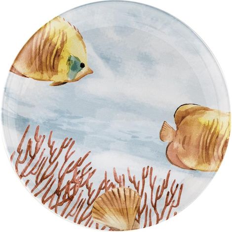 Plat de service rond en céramique marine 36 cm Ventotene