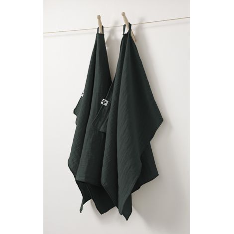 Lot de 2 essuie-mains "Gaïa" 50 x 70 cm "Gaze de Coton" l'Effet Papillon - Gaia Sapin -