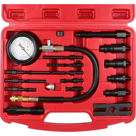 Testeur de compression moteur diesel 0-1000 PSI Outil de diagnostic manométrique avec adaptateurs Connexion rapide en cuivre et acier - 0-1000PSI (1/5)