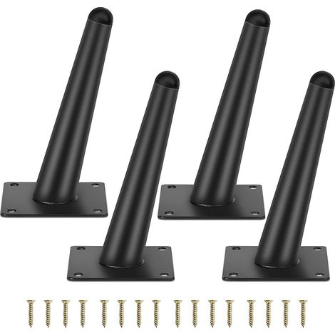 Un ensemble de 4 pieds de meubles, d'une capacité de charge de 10 cm, en métal, pieds de table fuselés, adaptés aux armoires, canapés et autres meubles, livrés avec des vis et une base antidérapante e (1/5)