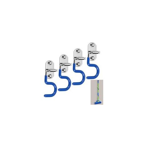 4 PCS Crochet de rangement,Organiseur Garage supports muraux pratiques,porte mop balai support,organisateur d'outils de nettoyage,de robuste en acier inoxydable pour outils de jardin, (1/4)