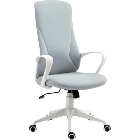 Fauteuil de bureau ergonomique avec accoudoirs et roulettes - fonction inclinaison et hauteur réglable - gris clair