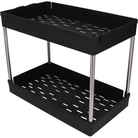 Étagère de rangement à 2 niveaux, panier grillagé élargi, chariot mobile pour bureau ou dortoir, organisateur portable (1/5)