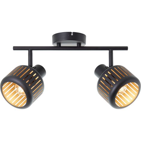 Brilliant Lampe Tyas Spotrohr 2flg schwarz gold Aluminium/Kunststoff schwarz 2x D45, E14, 28 W