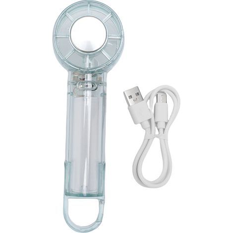 Portable Fan with 3 Speeds, Transparent Body, USB Rechargeable, Green (1/5)