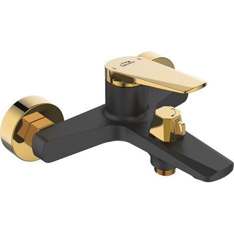 RUBIO Wandarmatur für Badewanne in Schwarz und Gold