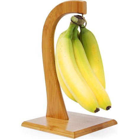 Porte-banane présentoir Arbre bois de bambou grappe de raisin tomates fruits légumes HxlxP 28,5 x 16 x 16 cm, naturel (1/5)